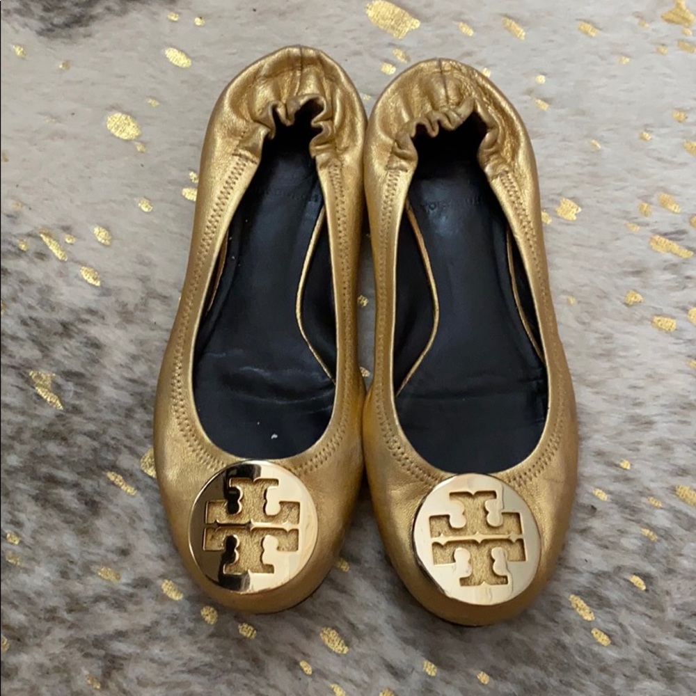 Tory Burch Minnie metallic leather flat size 6.5